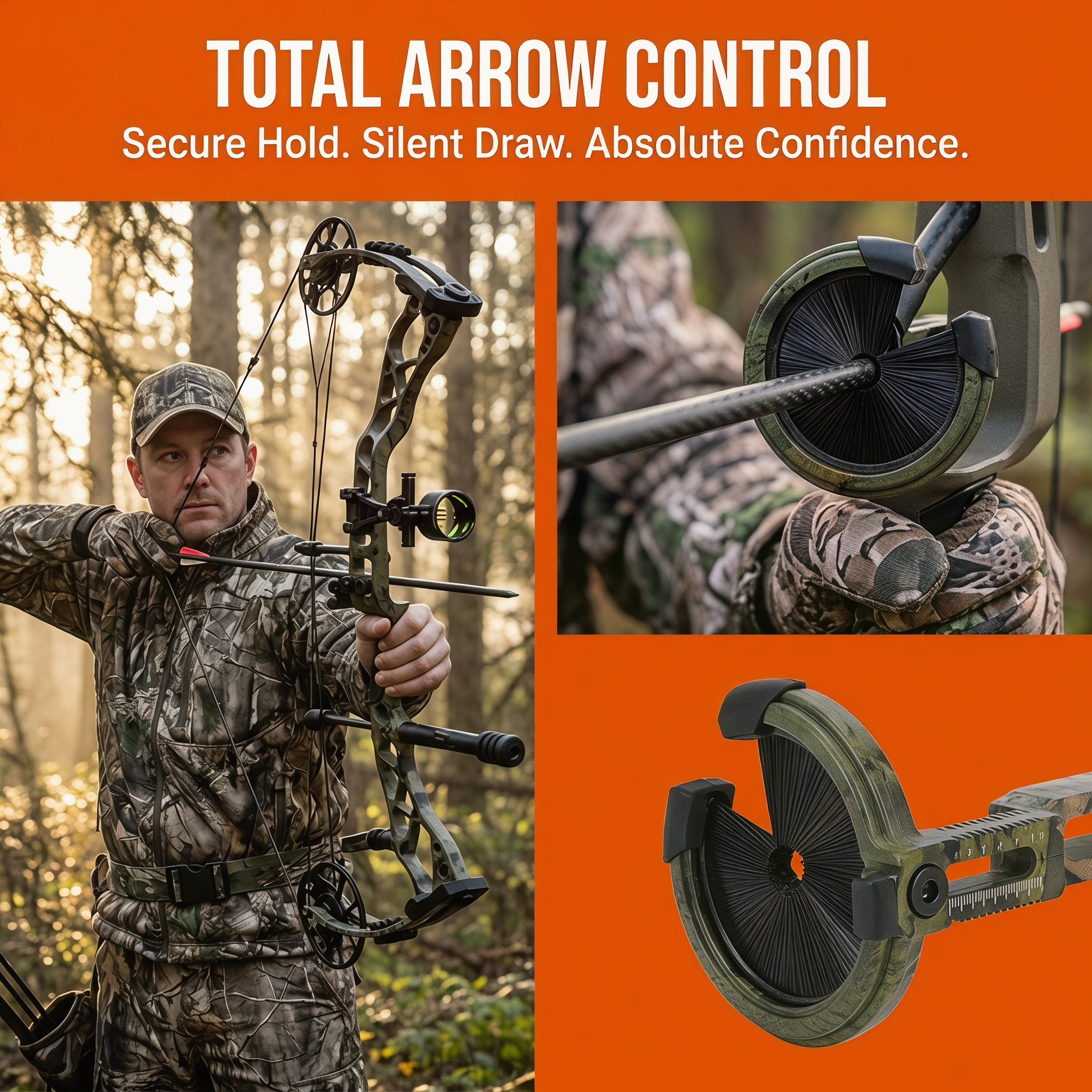 Brush Whisker Biscuit Arrow Rest, Durable Nylon Brush Bow Rest, Noise-Free & Anti-Scratch, Universal Fit for Compound/Recurve Bow for Hunting & Target Shooting