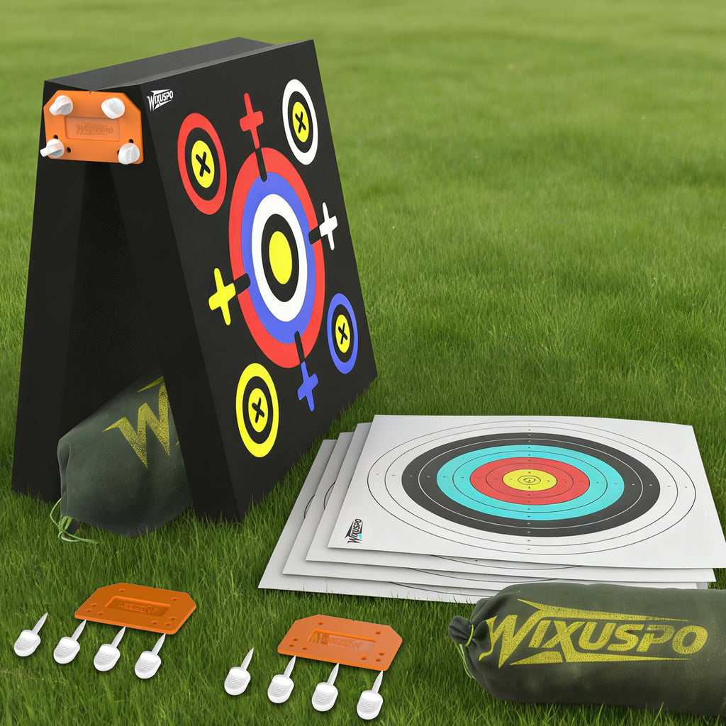 20'' x 20'' x 4'' Foam Archery Target Set Foldable Self-Standing High-Density Target Block Backyard, Portable Target for Compound Bows Youth Archery Practice, Built-in Carrying Handle (2 pack)