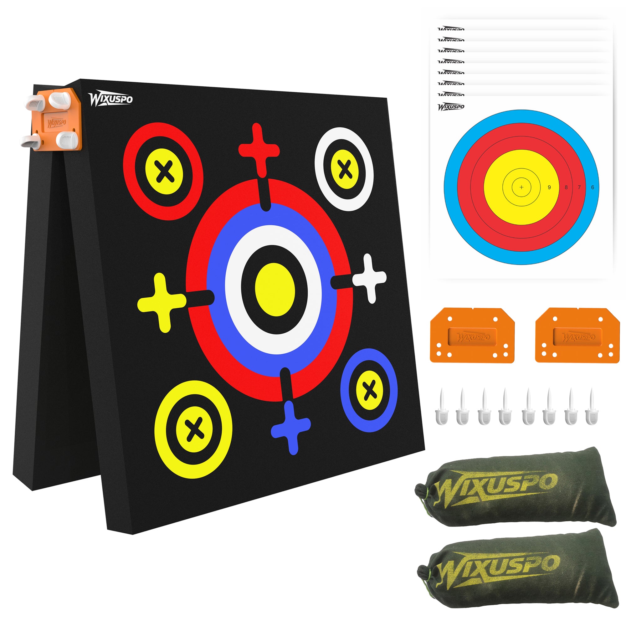 20'' x 20'' x 4'' Foam Archery Target Set Foldable Self-Standing High-Density Target Block Backyard, Portable Target for Compound Bows Youth Archery Practice, Built-in Carrying Handle (2 pack)