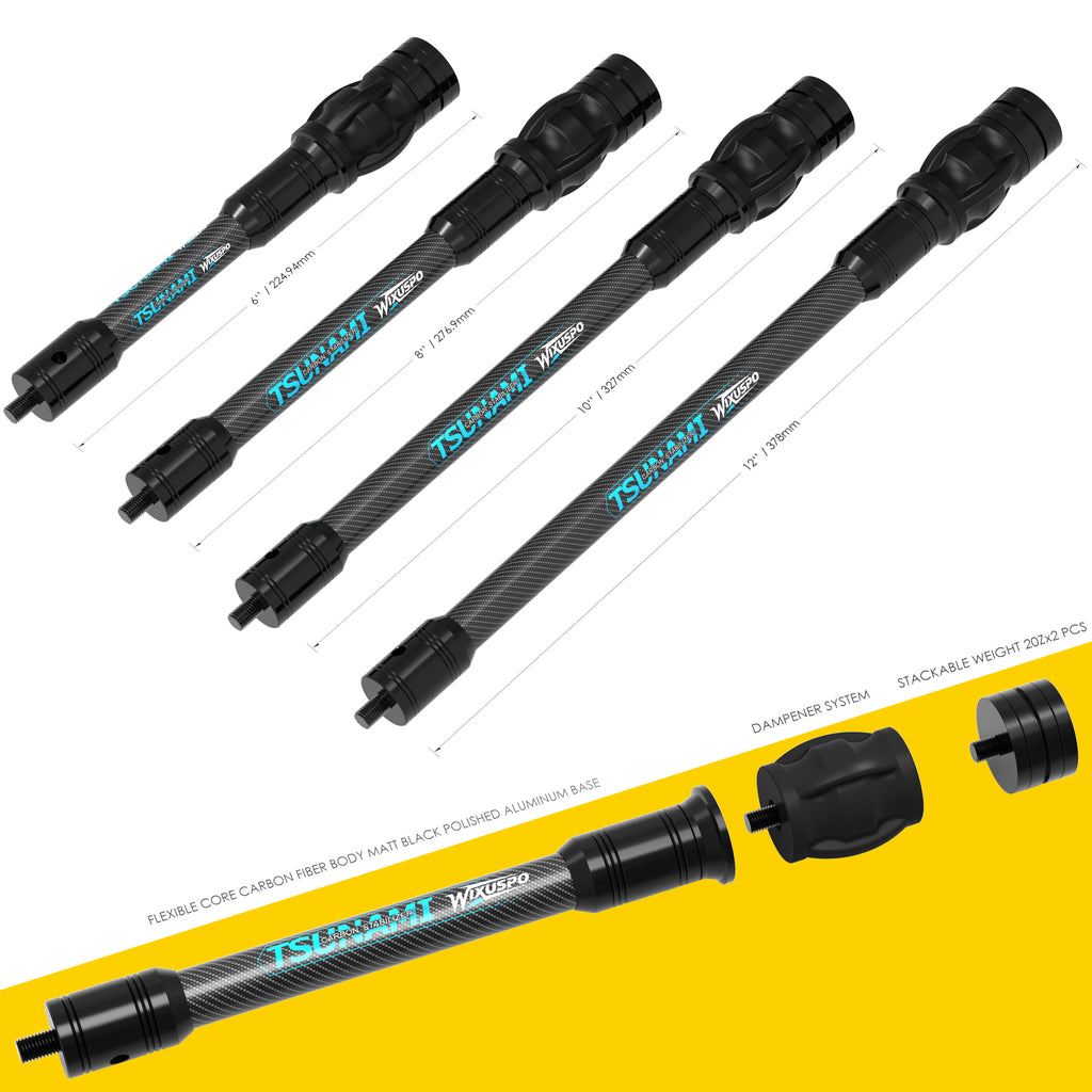Archery Bow Stabilizer, Shock Absorber with Rubber, Noise Reduction, Detachable Weights, Universal Fit for Compound Bow Recurve Bow, Outdoor Archery Hunting Gear