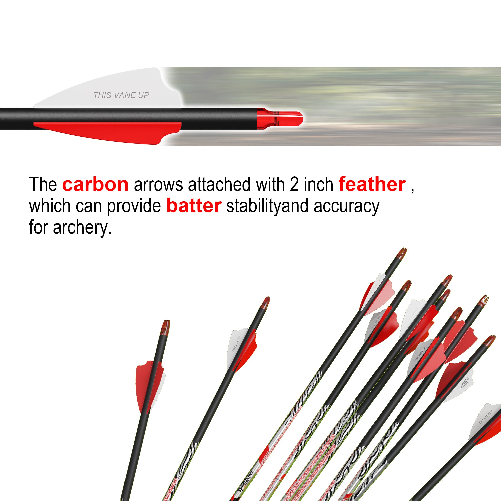 32" Pure Carbon Arrows Archery Practice Hunting Arrows with Shaft 400 350 300 Spine with Removable Tips for Compound & Recurve Bow and Longbow (Pack of 12)