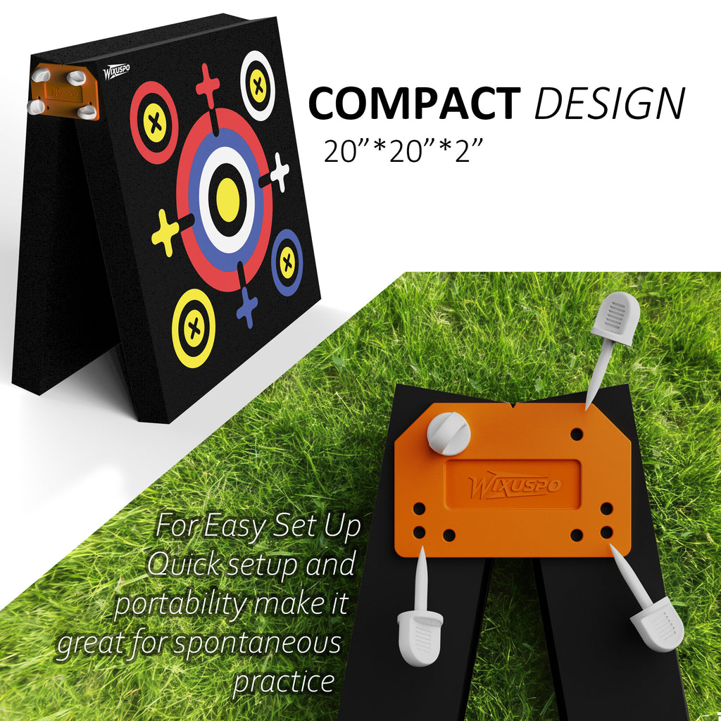 20'' x 20'' x 4'' Foam Archery Target Set Foldable Self-Standing High-Density Target Block Backyard, Portable Target for Compound Bows Youth Archery Practice, Built-in Carrying Handle (2 pack)