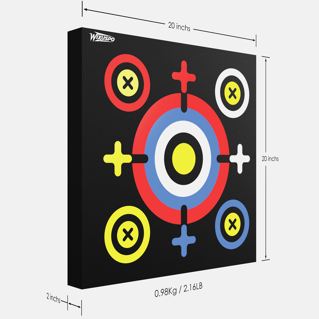 20'' x 20'' x 4'' Foam Archery Target Set Foldable Self-Standing High-Density Target Block Backyard, Portable Target for Compound Bows Youth Archery Practice, Built-in Carrying Handle (2 pack)