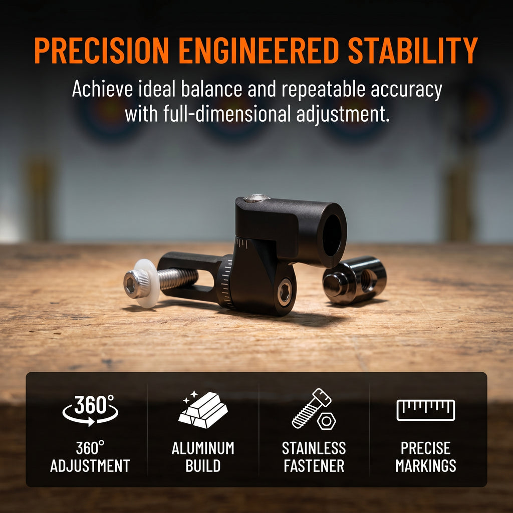 Adjustable Archery Stabilizer Single Side Adjustable V-Bar Mount, CNC Machined Aluminum, Universal Fit for Compound/Recurve Bow Stabilizer, Archery Hunting Target Shooting Accessory
