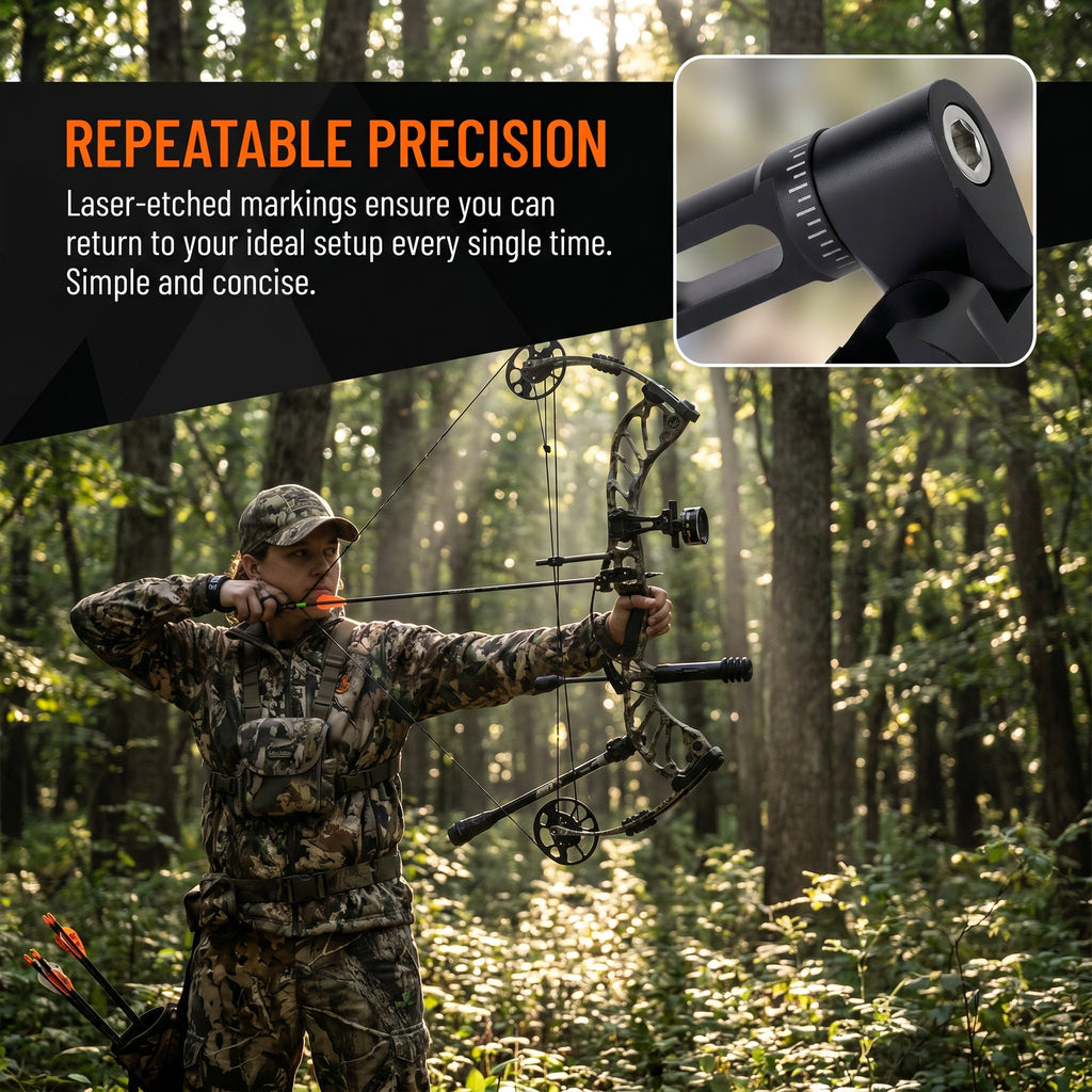 Adjustable Archery Stabilizer Single Side Adjustable V-Bar Mount, CNC Machined Aluminum, Universal Fit for Compound/Recurve Bow Stabilizer, Archery Hunting Target Shooting Accessory
