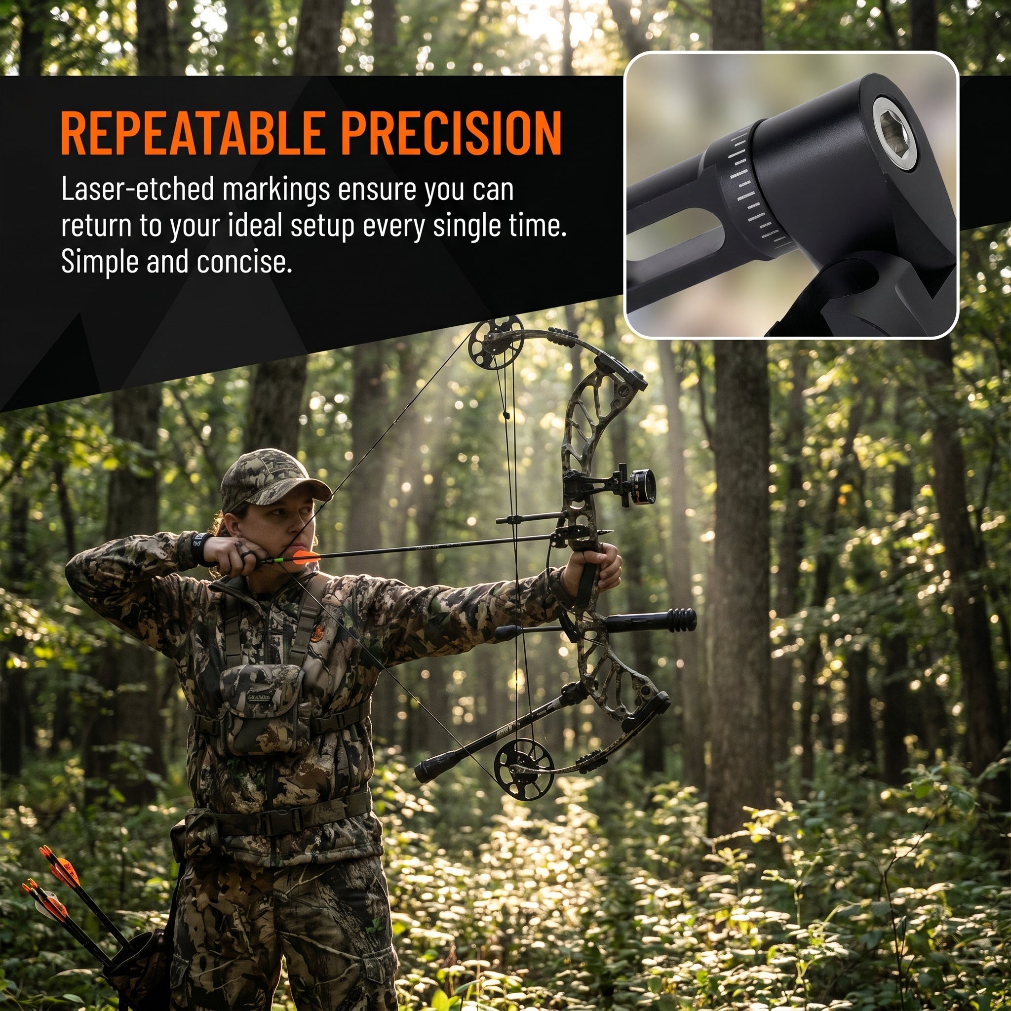 Adjustable Archery Stabilizer Single Side Adjustable V-Bar Mount, CNC Machined Aluminum, Universal Fit for Compound/Recurve Bow Stabilizer, Archery Hunting Target Shooting Accessory
