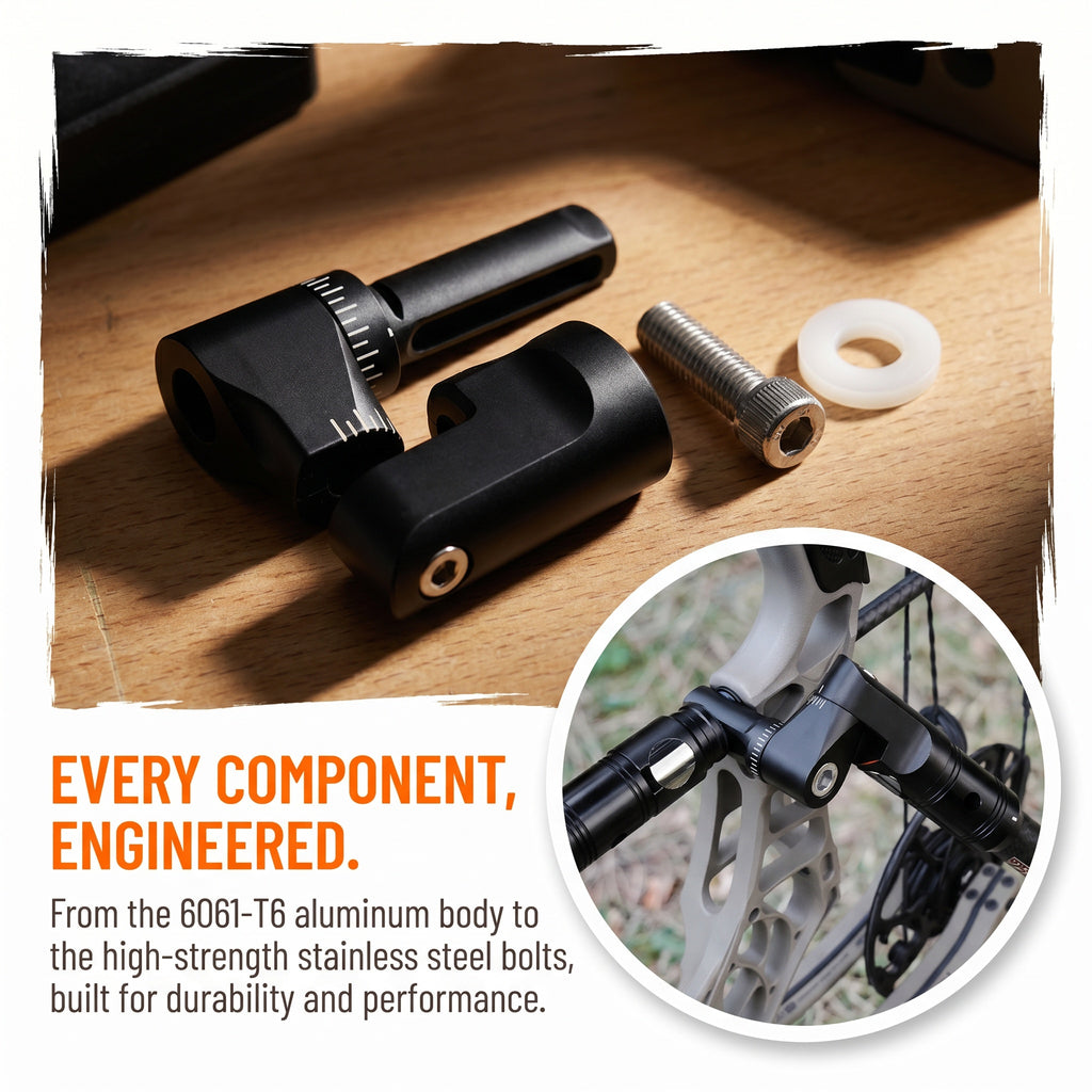 Adjustable Archery Stabilizer Single Side Adjustable V-Bar Mount, CNC Machined Aluminum, Universal Fit for Compound/Recurve Bow Stabilizer, Archery Hunting Target Shooting Accessory