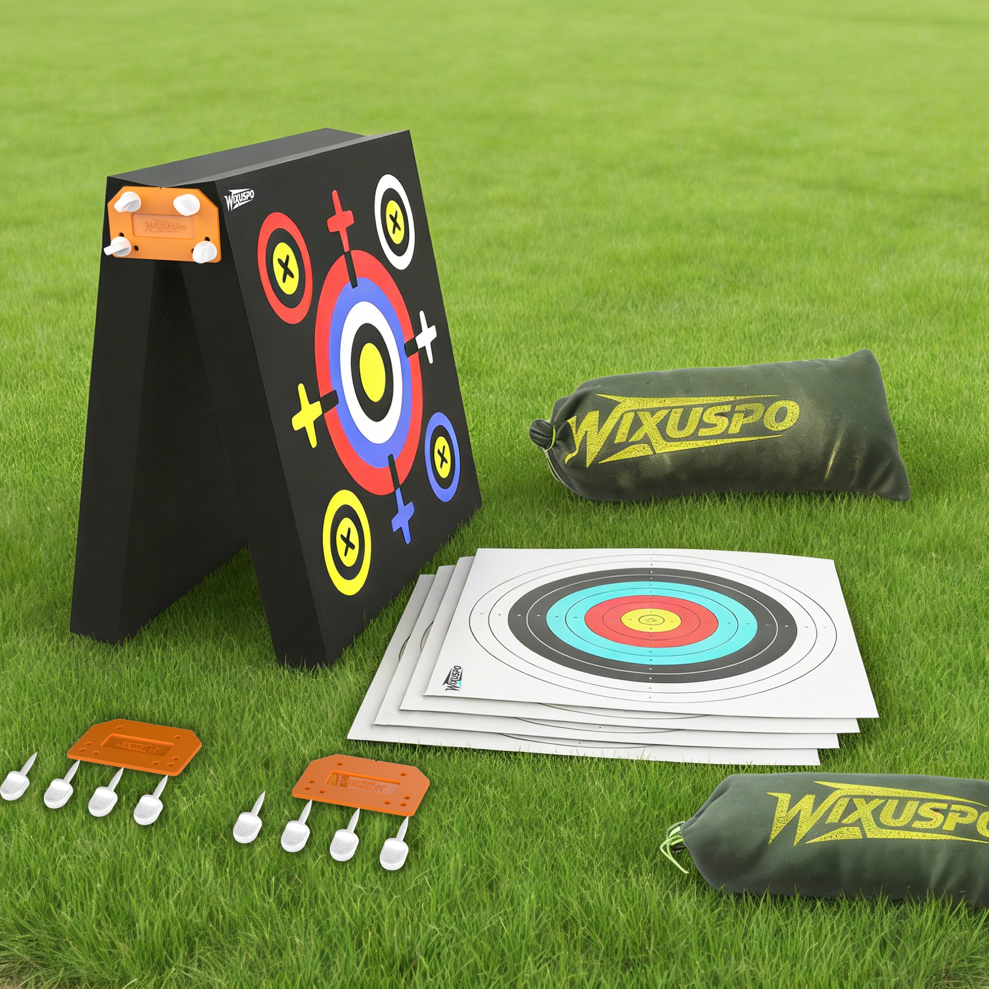 20'' x 20'' x 4'' Foam Archery Target Set Foldable Self-Standing High-Density Target Block Backyard, Portable Target for Compound Bows Youth Archery Practice, Built-in Carrying Handle (2 pack)